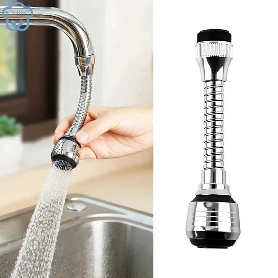 Water-saving faucet aerator attachment with 360° rotation for efficient dishwashing