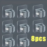 Mop and broom organizer with hooks for wall mounting