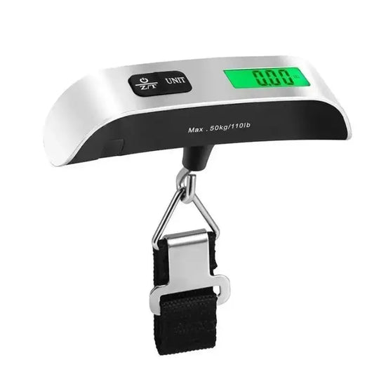 Electronic suitcase scale with backlit screen and tare function