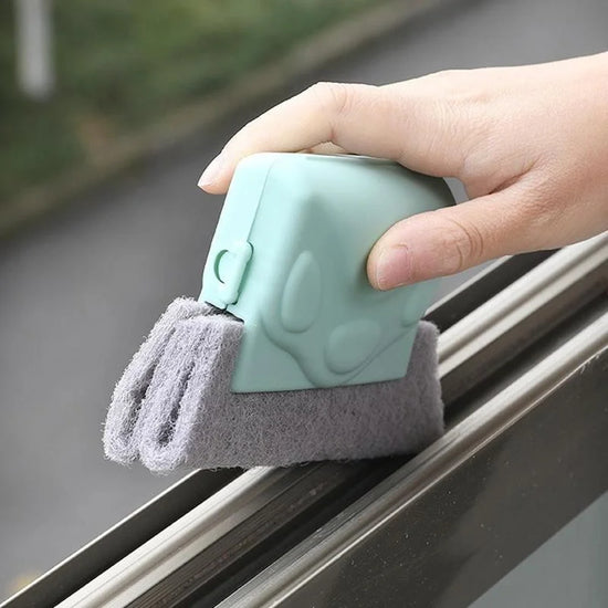 Window groove cleaning cloth and brush set for kitchen and bathroom use