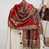 Stylish paisley embroidered head wrap in breathable cotton-viscose blend for women