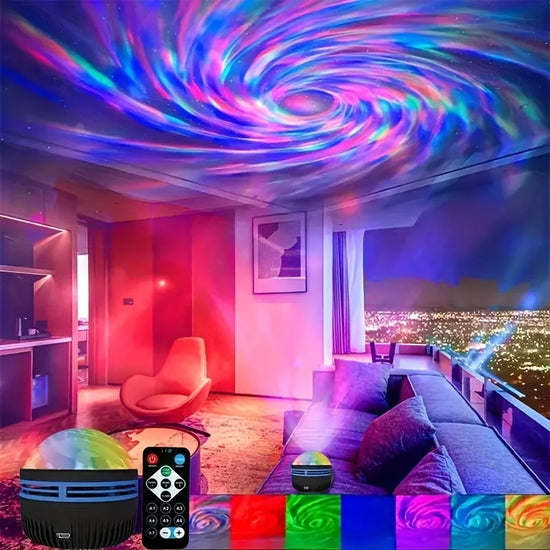 LED starry galaxy projector light with RGB colors and smart remote control