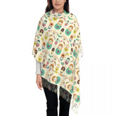 Soft and cozy scarf with colorful Matryoshka doll design