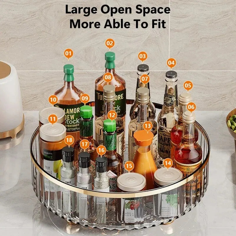 360° rotating spice rack with non-slip base for kitchen organization