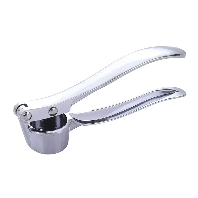 Stainless steel manual garlic press for crushing garlic into paste