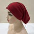 Lightweight spandex turban bonnet in beige, styled under a chiffon hijab