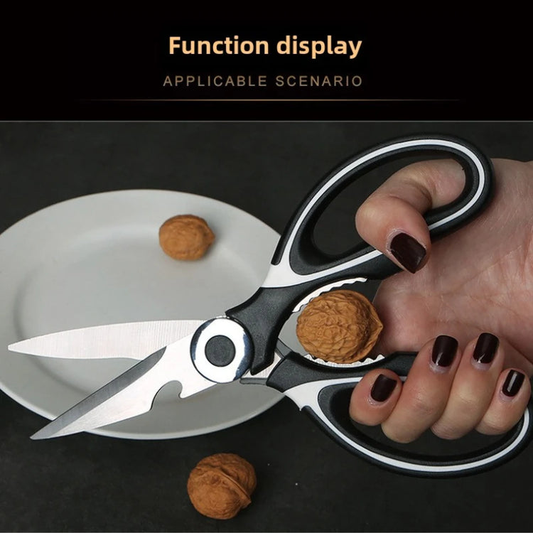 Heavy-duty stainless steel kitchen scissors with thickened blades for cutting chicken bones