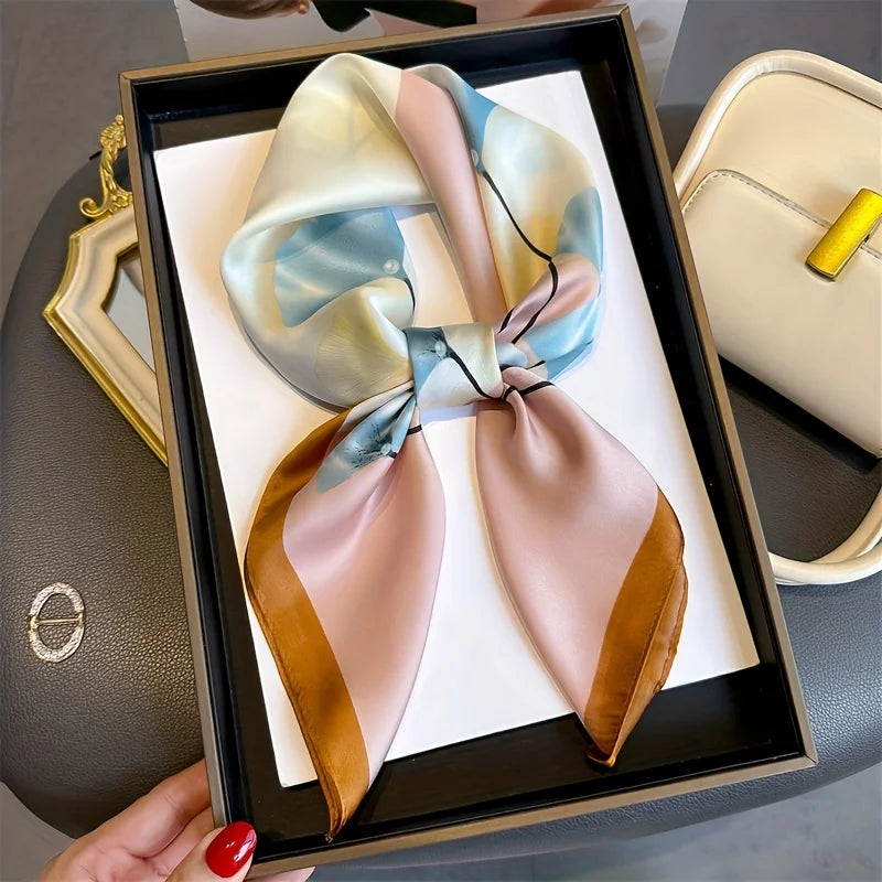 70cm satin silk scarf used as a hijab, wrist wrap, or elegant bandana for women