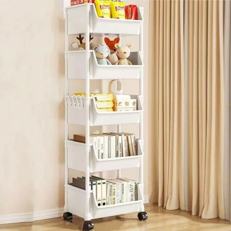 Multi-functional storage cart with wheels for kitchen, bathroom, and office use