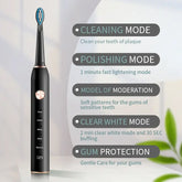IPX7 waterproof Jianpai electric toothbrushes in black and white with ergonomic design and replaceable brush heads