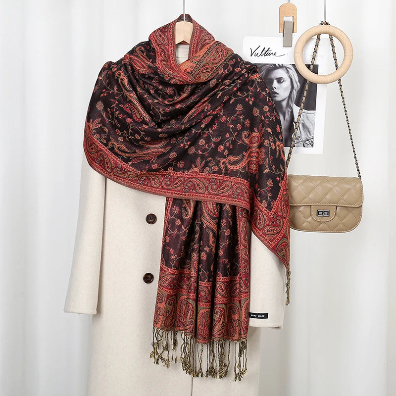 Stylish paisley embroidered head wrap in breathable cotton-viscose blend for women