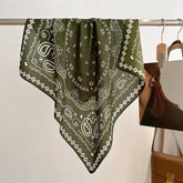 70cm square scarf for women with cashew print, breathable imitation silk fabric