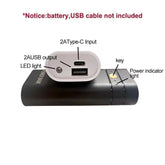 USB Type-C power bank case for 18650 batteries, ideal for phone charging