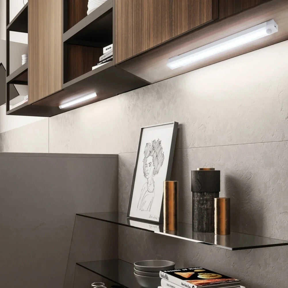 10cm rechargeable PIR motion sensor LED bar light with magnetic mount for compact spaces