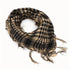 Arab shemagh scarf with traditional houndstooth pattern, styled as a face and neck wrap for sun protection