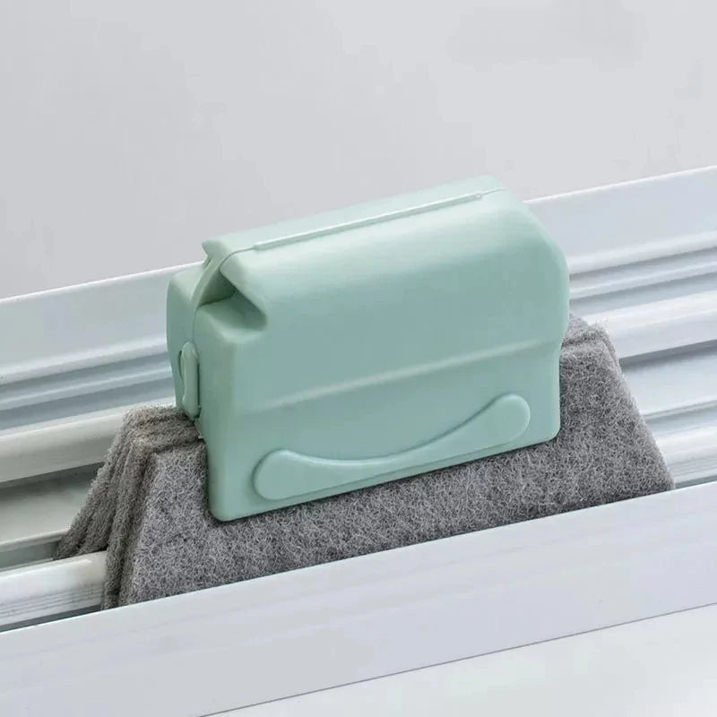 Window groove cleaning cloth and brush set for kitchen and bathroom use