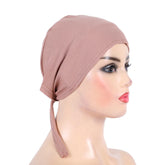Cotton inner hijab with adjustable tie-back design, breathable and comfortable fit