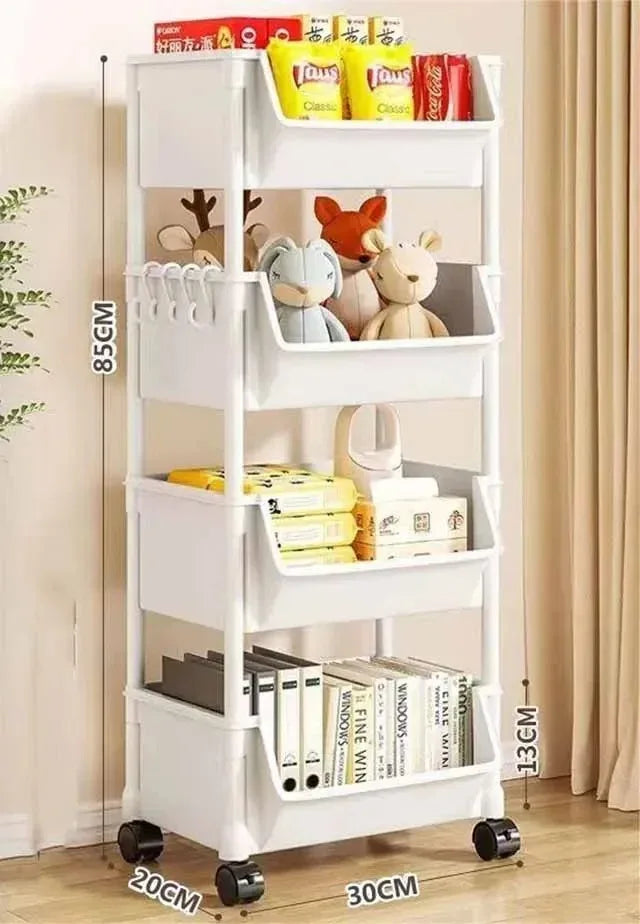 Multi-functional storage cart with wheels for kitchen, bathroom, and office use