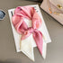 Luxury brand silk plaid square scarf for women, styled as a neck or hair tie