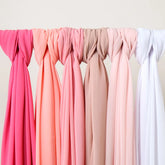 Lightweight voile headscarf in soft pastel tones, ideal for Muslim women&