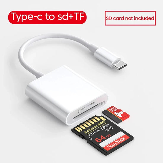 4 in 1 OTG Type-C card reader for USB, SD, and TF cards, compatible with iPad and Android