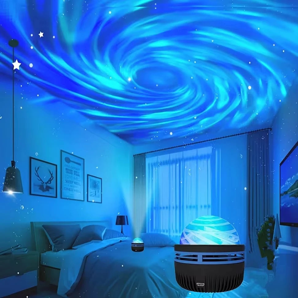 Bedroom night light with star and ocean wave projection