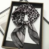 Luxury brand silk plaid square scarf for women, styled as a neck or hair tie