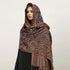 Soft and warm cashmere hijab with bohemian print, styled as a headscarf or wrap