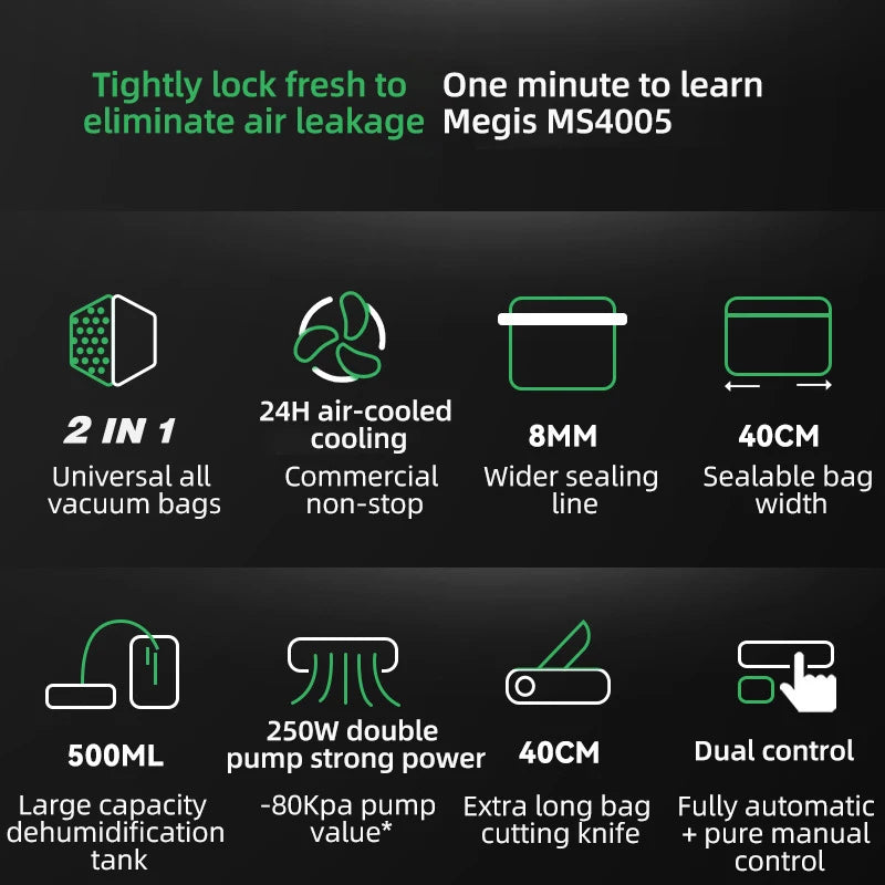 MAGIC SEAL MS4005 vacuum sealer compatible with Mylar and textured bags