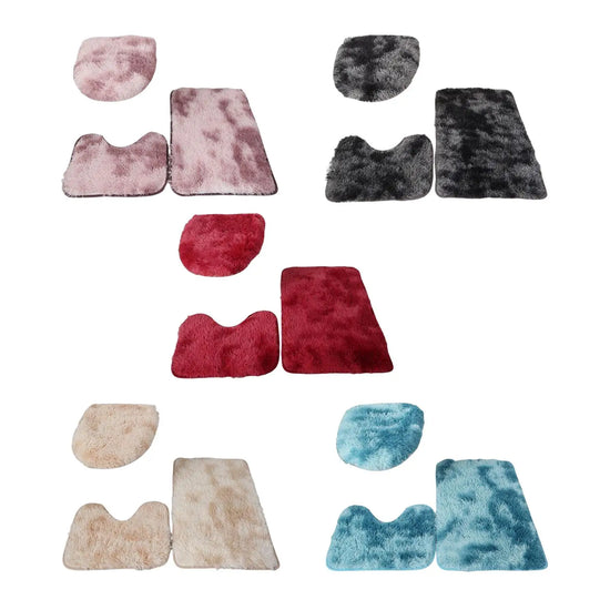 3-piece bath mat set with toilet lid cover