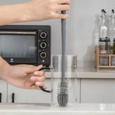 Flexible silicone cup brush with extended handle for deep cleaning glassware