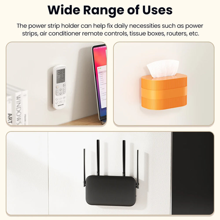 Toocki self-adhesive power socket strip fixator for wall-mounted plug holder
