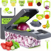 14-in-1 multifunctional vegetable chopper with ergonomic handle and stainless steel blades