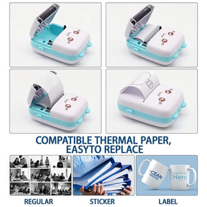 Portable Mini Pocket Printer With Wireless Inkless Printing For Photos Receipts Notes Memos Labels Compatible With IOS Android
