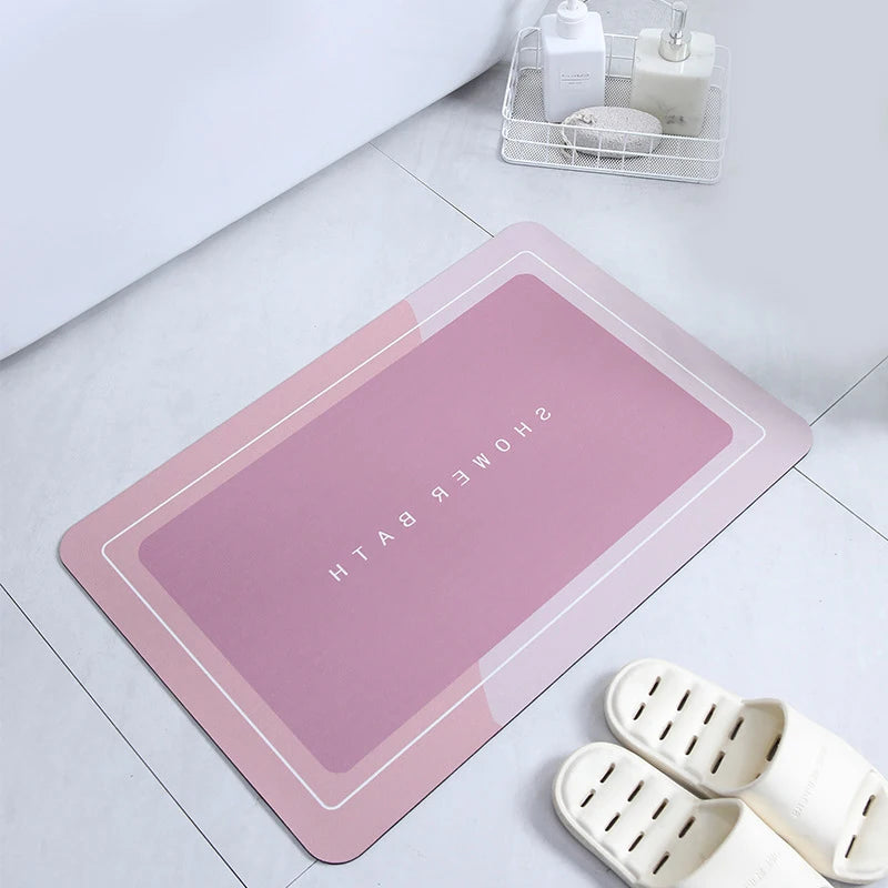 Absorbent bathroom bath mat with anti-slip backing
