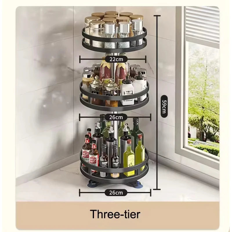 360-degree rotating spice rack organizer with multi-layer design for kitchen stor