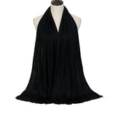 Long Muslim shawl made of modal cotton jersey fabric, wrapped elegantly around the head and ne