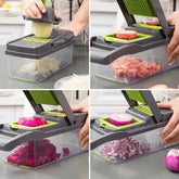 14-in-1 multifunctional vegetable chopper with ergonomic handle and stainless steel blades