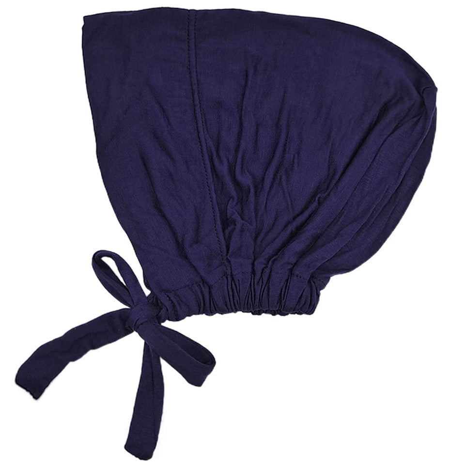 Comfortable modal hijab cap with back rope for adjustable fit, ideal as inner scarf