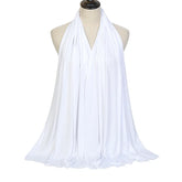 Long Muslim shawl made of modal cotton jersey fabric, wrapped elegantly around the head and ne