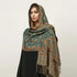 Soft and warm cashmere hijab with bohemian print, styled as a headscarf or wrap