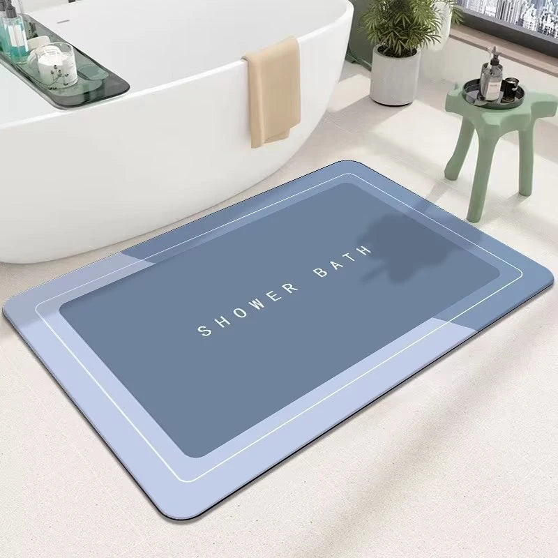 Absorbent bathroom bath mat with anti-slip backing