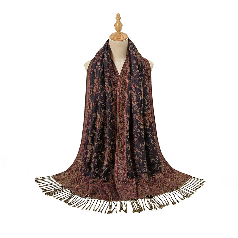 Stylish paisley embroidered head wrap in breathable cotton-viscose blend for women