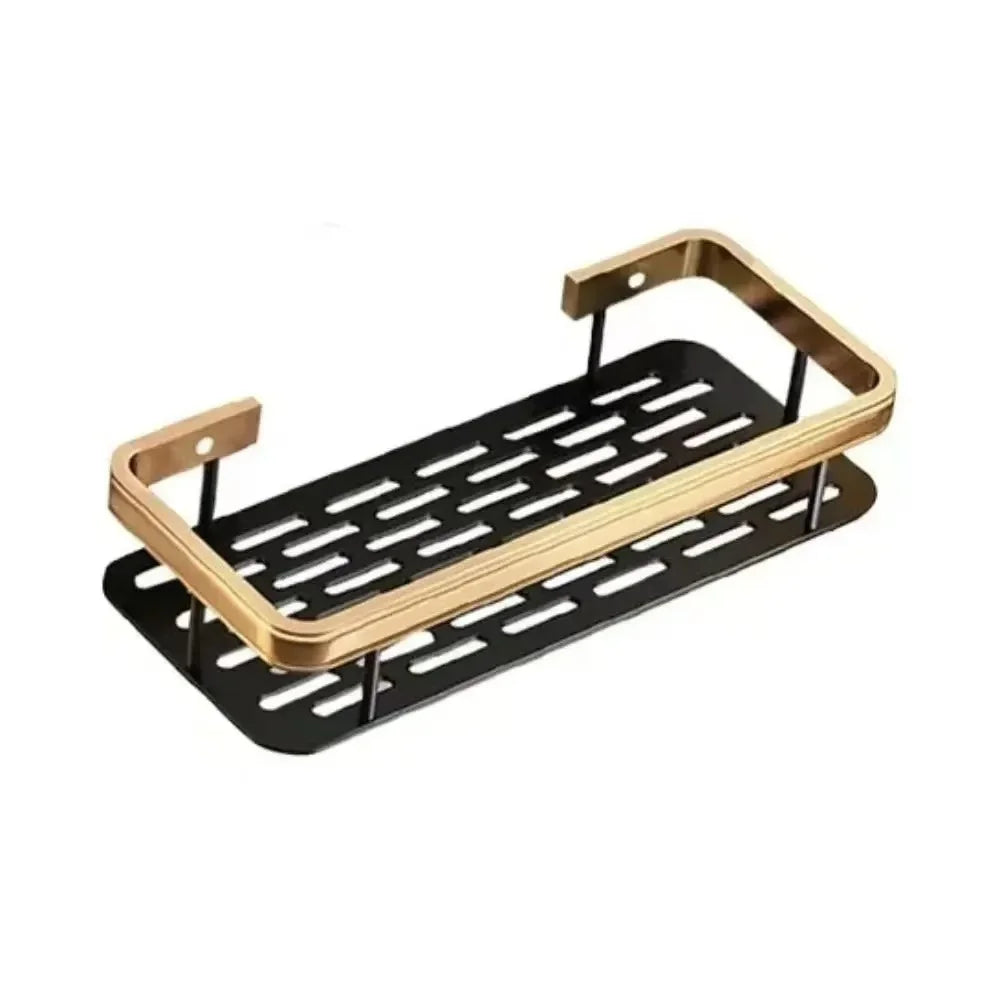 Waterproof aluminum shower shelf for organizing bath products without drilling