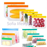 4-10Pcs/Set Stand Up Food Storage Bag Reusable Freezer Sandwich Ziplock Silicone PEVA Bag Kitchen Organizer Storage Fresh Bags