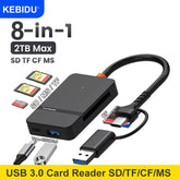 8-in-1 card reader adapter for laptop and PC with high-speed USB 3.0 connection