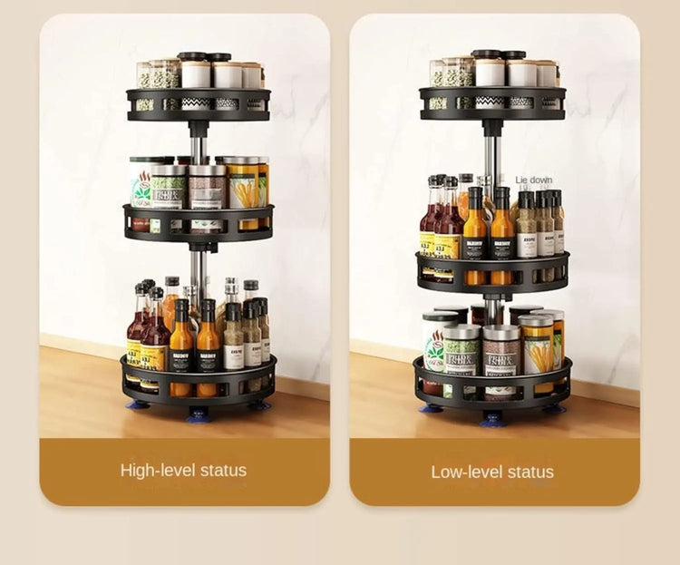 360-degree rotating spice rack organizer with multi-layer design for kitchen stor