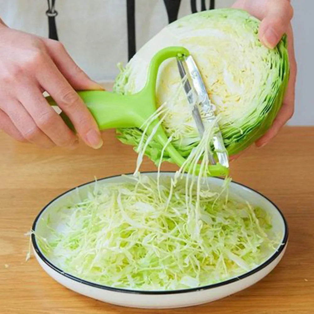 Durable cabbage grater and fruit peeler made from food-grade stainless steel