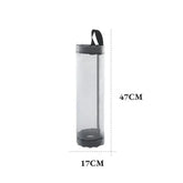 Hanging grey nylon bag holder for organizing plastic bags under cabinets or on walls