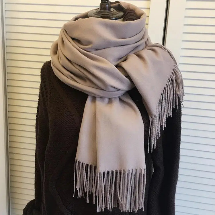 Soft long pashmina wrap used as hijab, headband, or stylish winter stole